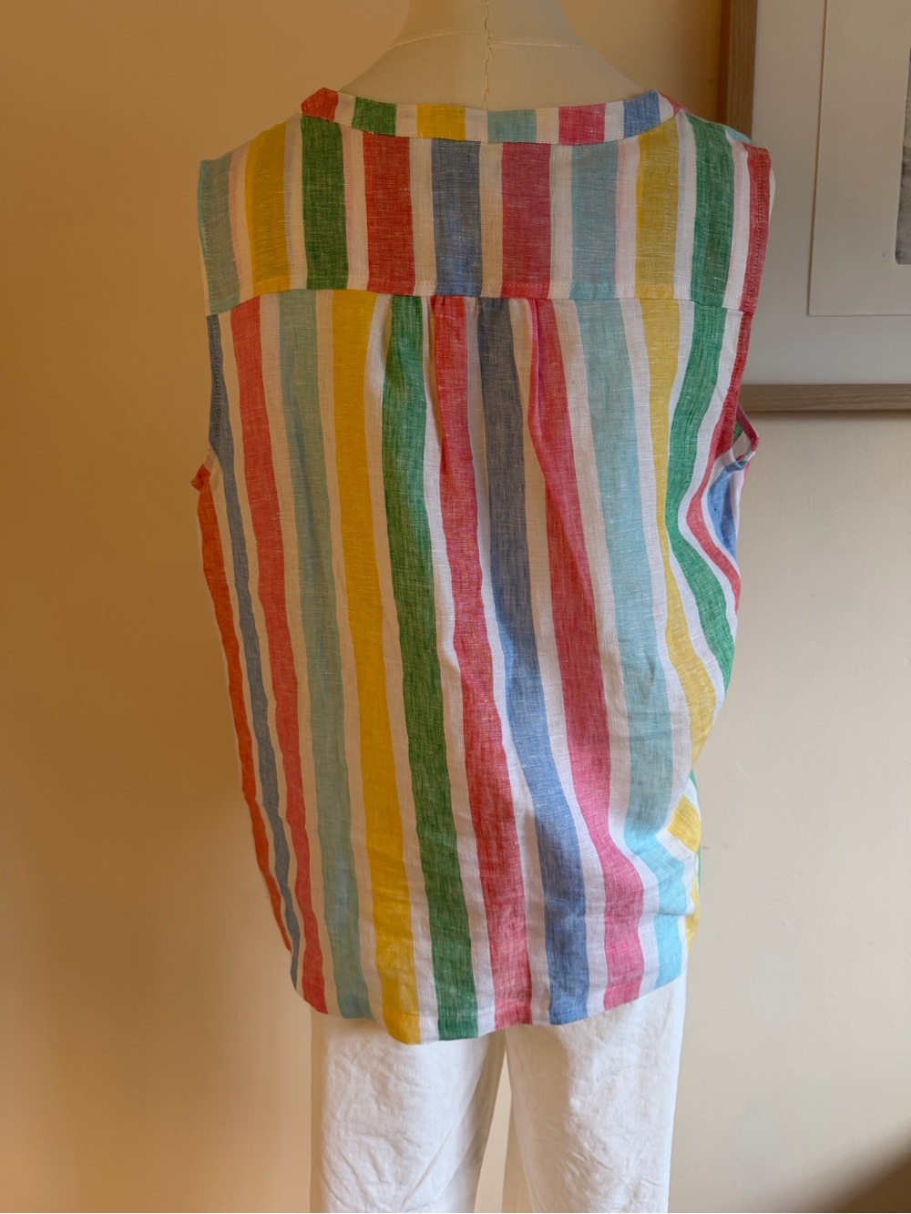 Talbots Multicolor Striped Sleeveless Linen Blend Top - Picture 3 of 5